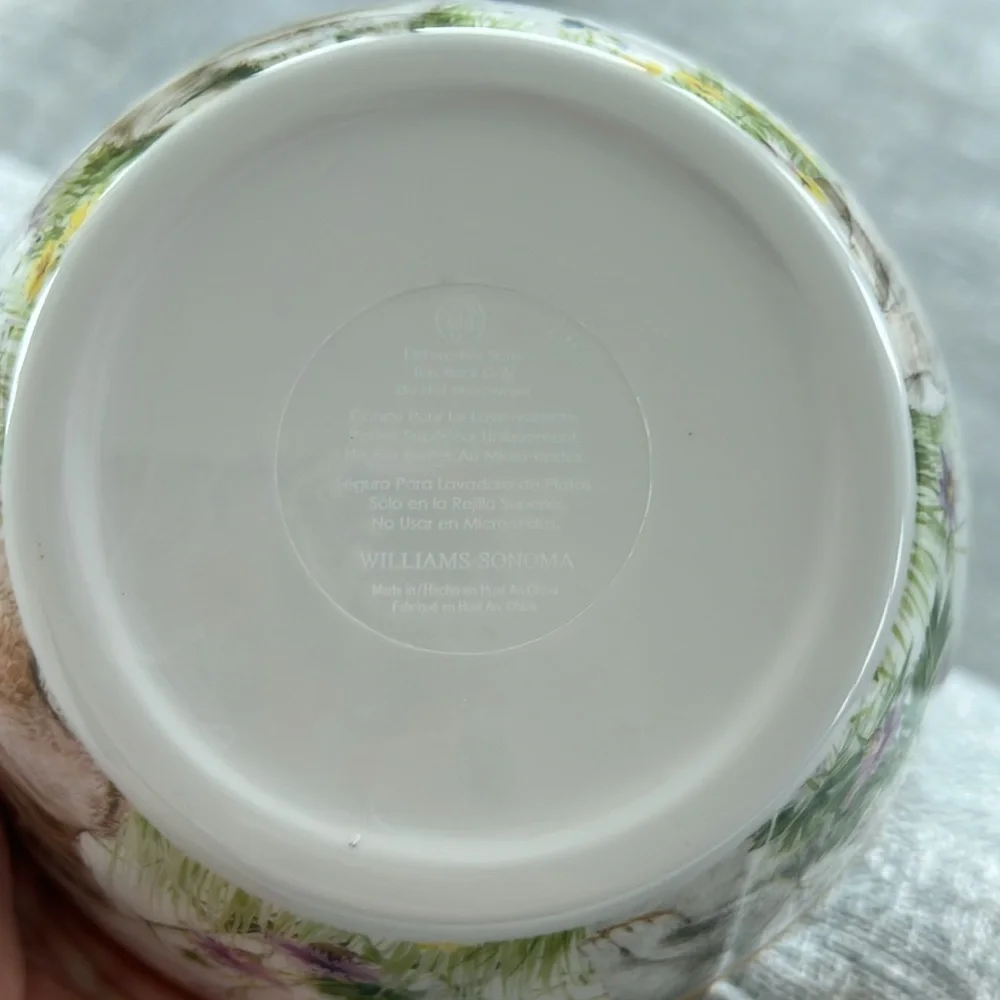 Williams Sonoma Floral Meadows Bowls Bunny Rabbit Flowers Melamine Easter